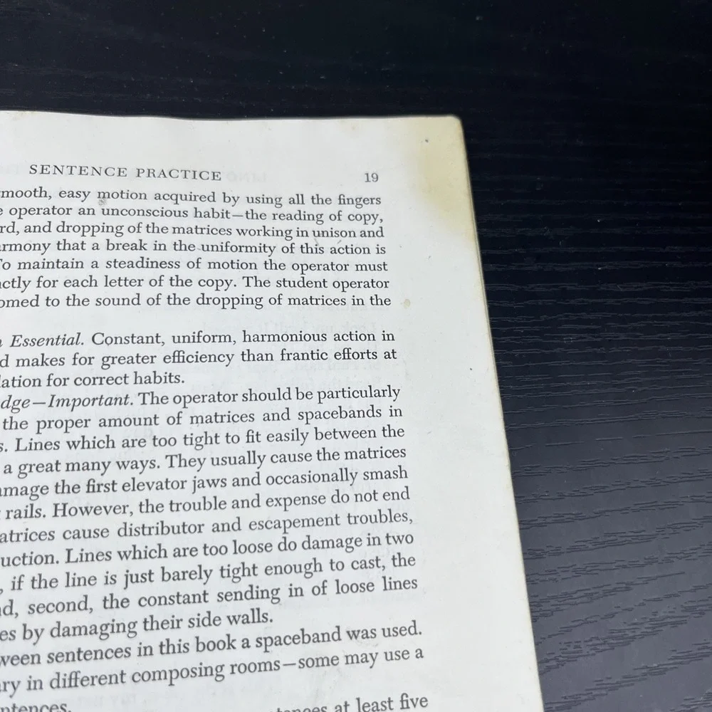 Linotype Keyboard Practice & Linotype‎ Life Extension Book Mergenthaler 1940
